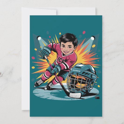 Pop Art Hockey Speler Verjaardag Bash Kaart (Achterkant)