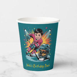 Pop Art Hockey Speler Verjaardag Bash Papieren Bekers