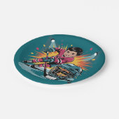 Pop Art Hockey Speler Verjaardag Bash Papieren Bordje (Gekanteld)