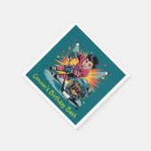 Pop Art Hockey Speler Verjaardag Bash Servet (Hoek)