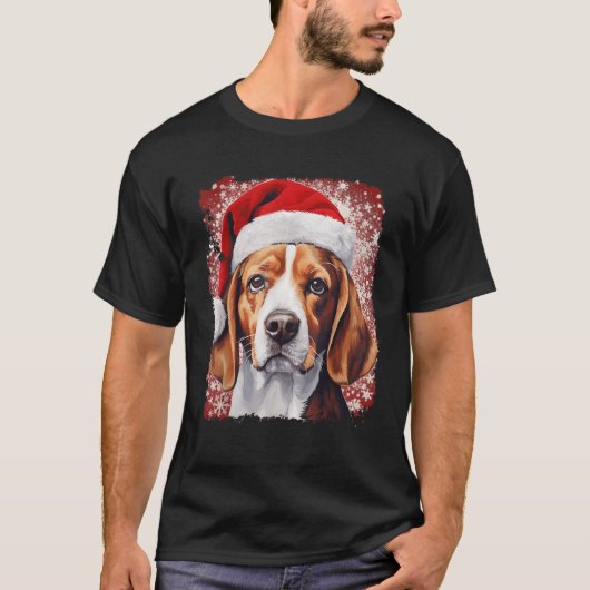 Pop Art Hond Beagle Kerstmis T-shirt (Voorkant)