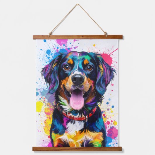 Pop art hond hangend wandkleed (Voorkant)