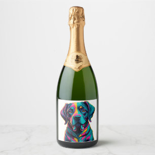 Pop Art-hond om wat plezier en kleur toe te voegen Sparkling Wijnetiket
