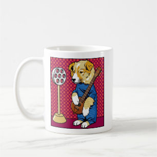 Pop Art Hond Speelt Instrument Retro Strip Koffiemok
