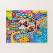 Pop-Art Hondenportret in Retro-stijl Legpuzzel (Horizontaal)