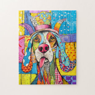 Pop-Art Hondenportret in Retro Stijl Legpuzzel