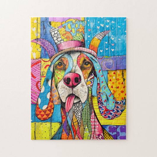 Pop-Art Hondenportret in Retro-stijl Legpuzzel (Verticaal)