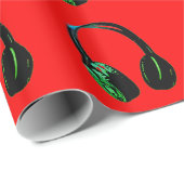 Pop Art Hoofdtelefoon Rood Groen Kerst Cadeaupapier (Rol Hoek)