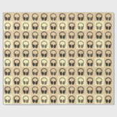 Pop Art Hoofdtelefoon Sepia Retro  Stijl Cadeaupapier (Vlak)