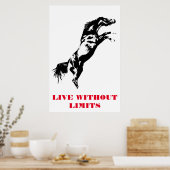 Pop Art Horse Motivatie Artwork Black White Poster (Keuken)