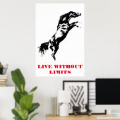 Pop Art Horse Motivatie Artwork Black White Poster (Thuiskantoor)