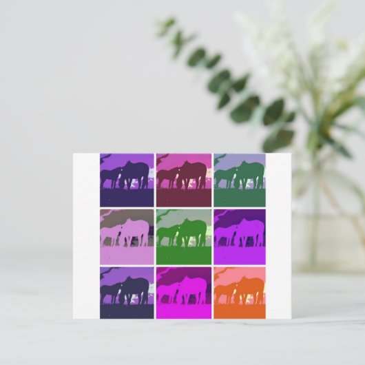 Pop Art Horses Briefkaart (Staand voorkant)