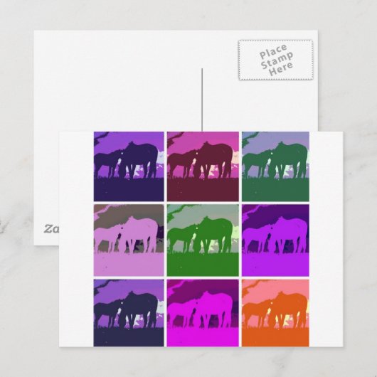 Pop Art Horses Briefkaart (Voorkant / Achterkant)