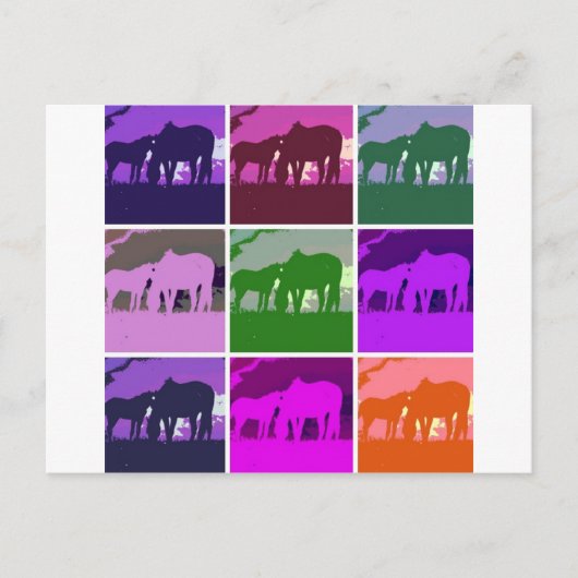Pop Art Horses Briefkaart (Voorkant)