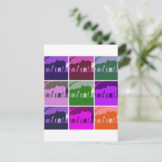 Pop Art Horses Briefkaart (Staand voorkant)