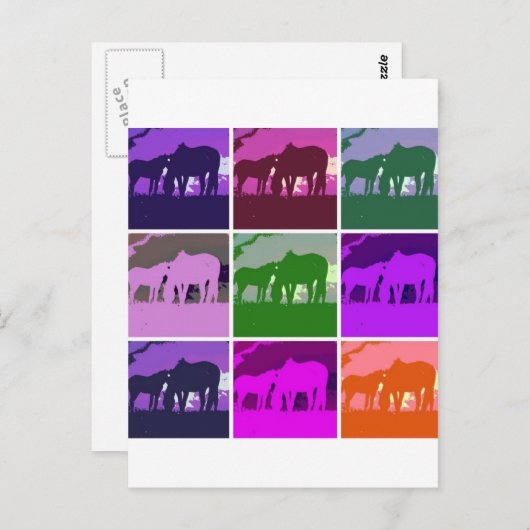 Pop Art Horses Briefkaart (Voorkant / Achterkant)