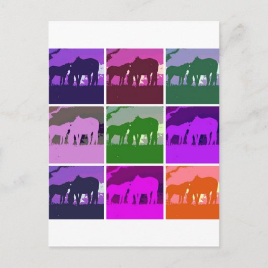 Pop Art Horses Briefkaart (Voorkant)