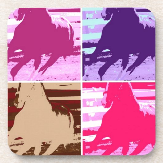 Pop Art Horses Drankjes Onderzetter (Voorkant)