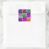 Pop Art Horses Vierkante Sticker (Tas)