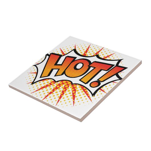 Pop Art HOT! Tekstontwerp Tegeltje (Zijkant)