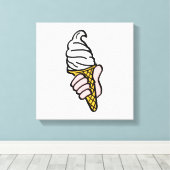 Pop Art Ice Cream Cone of Cornet Canvas Afdruk (Insitu (Houten vloer))