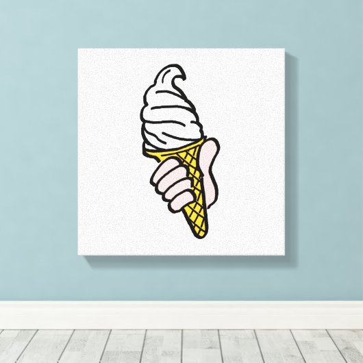 Pop Art Ice Cream Cone of Cornet Canvas Afdruk (Insitu (Houten vloer))