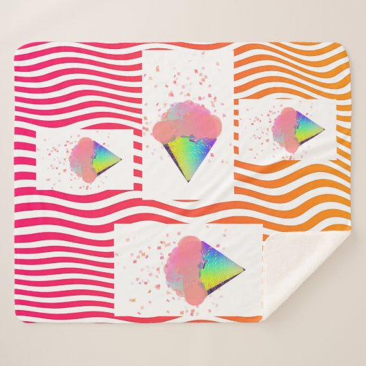 POP ART ICE CREAM CONT OP STRIPES Sherpa Blanket Sherpa Deken (Voorkant (horizontaal))