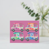 Pop Art Ice Cream Van Pink Briefkaart (Staand voorkant)