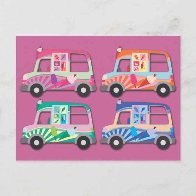 Pop Art Ice Cream Van Pink Briefkaart (Voorkant)