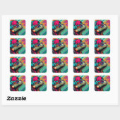 POP ART IGUANA 2 VIERKANTE STICKER (Vel)