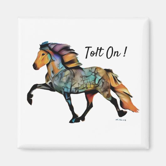 Pop Art IJslands Paard Magneet (Voorkant)