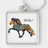 Pop Art IJslands Paard Sleutelhanger (Voorkant)