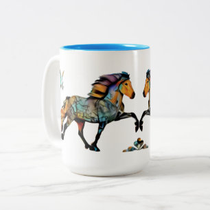 Pop Art IJslands Paard Tweekleurige Koffiemok