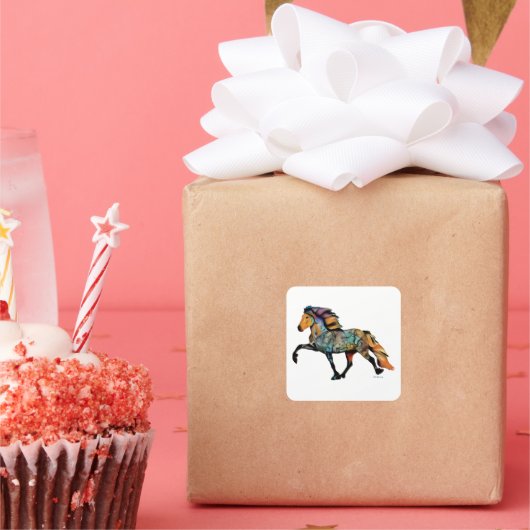 Pop Art IJslands Paard Vierkante Sticker (Feest)