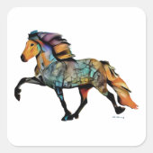 Pop Art IJslands Paard Vierkante Sticker (Voorkant)