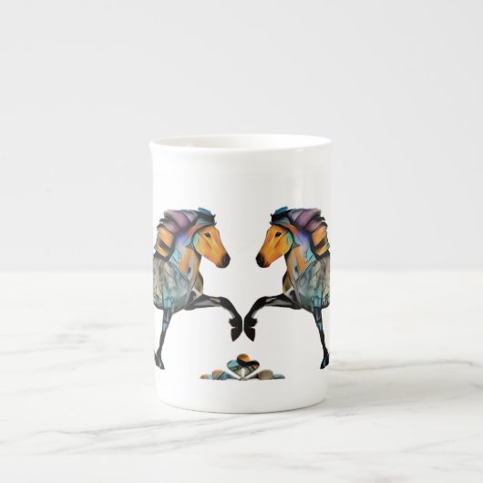 Pop Art IJslandse paarden Porselein Kop (Voorkant)