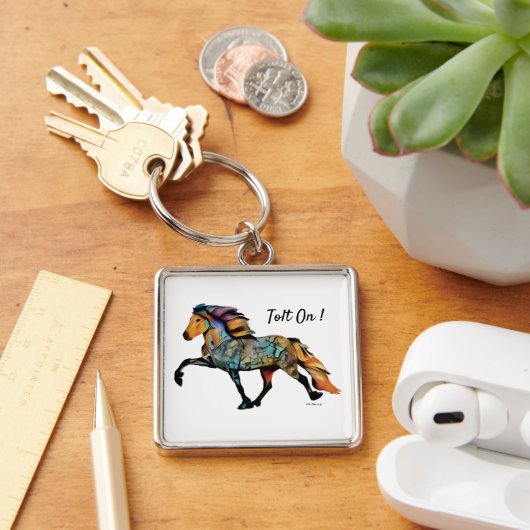 Pop Art IJslandse paarden Sleutelhanger (Bureau)