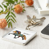 Pop Art IJslandse paarden Sleutelhanger (Zijkant)