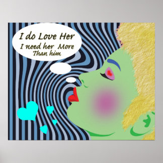 Pop Art "Ik hou van haar" Poster