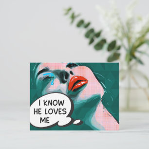 Pop Art Ik Weet Dat Hij Van Me Houdt Gemengde Medi Briefkaart