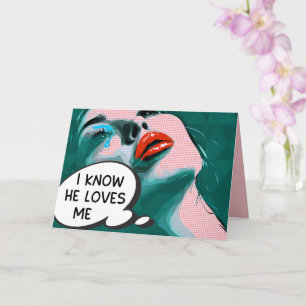 Pop Art Ik Weet Dat Hij Van Me Houdt Turquoise Roz Kaart