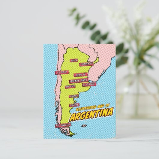 Pop Art Illustrated Argentinië Briefkaart (Staand voorkant)