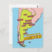 Pop Art Illustrated Argentinië Briefkaart (Voorkant / Achterkant)