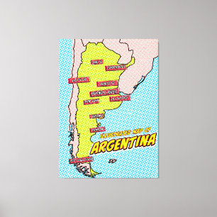 Pop Art Illustrated Argentinië Canvas Afdruk