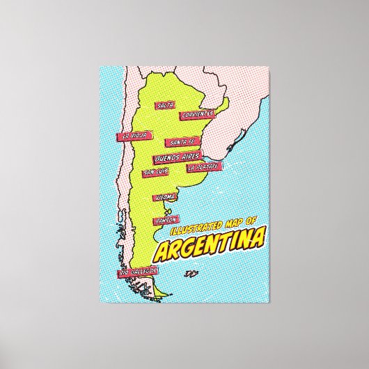 Pop Art Illustrated Argentinië Canvas Afdruk (Voorkant)