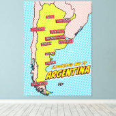 Pop Art Illustrated Argentinië Canvas Afdruk (Insitu (Houten vloer))