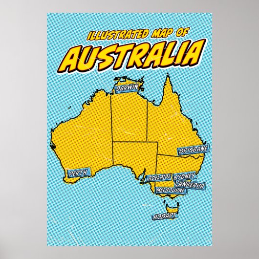 Pop Art Illustrated Australië Poster (Voorkant)