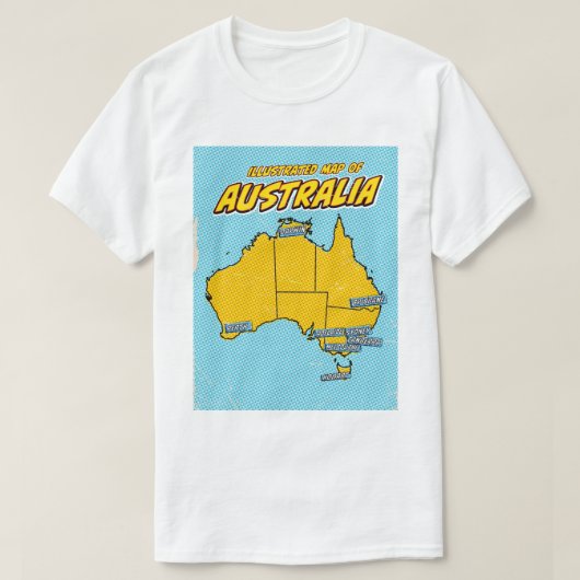 Pop Art Illustrated Australië T-shirt (Design voorkant)