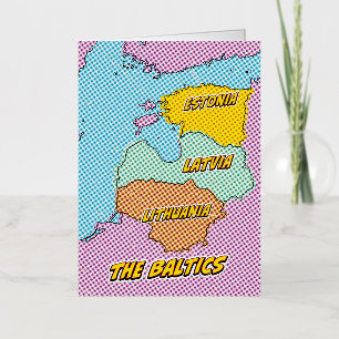 Pop Art Illustrated Baltische Staten kaart