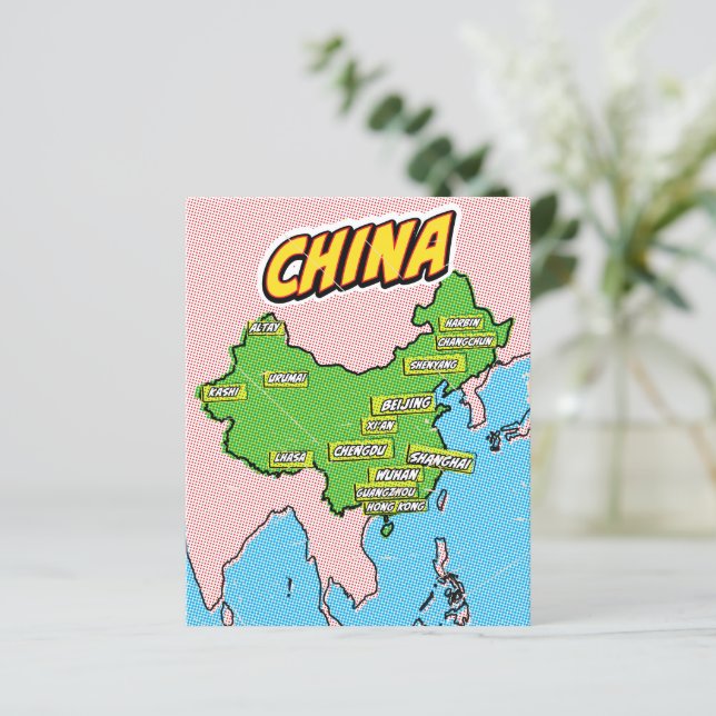 Pop Art Illustrated China kaart (Staand voorkant)